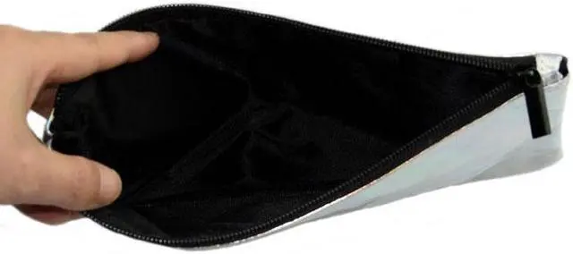 Alt view image 3 of 5 - Empty Makeup Brush Bag Silver Zipper PVC Cosmetic Travel Bag Beauty Makeup Tool