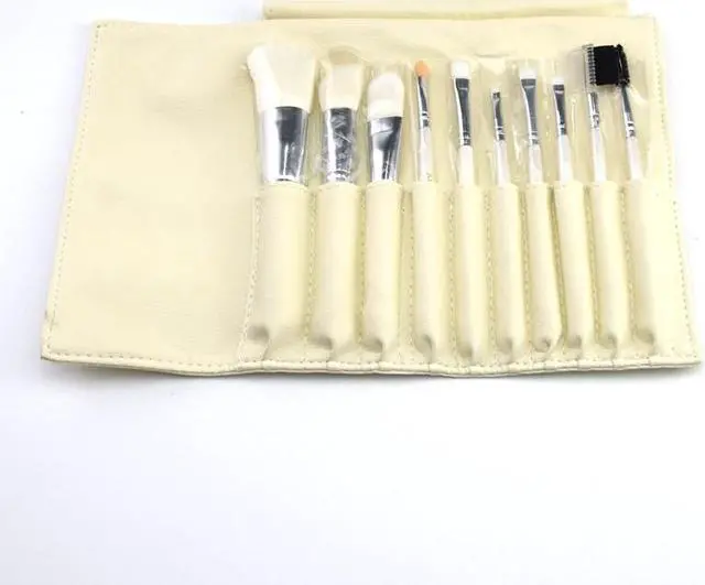 Alt view image 2 of 7 - Professional Travel Foldable Brush Bag 10pcs White Makeup Brush Set with PU Pouch Beauty Makeup Tool Kit