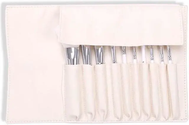 Alt view image 5 of 7 - Professional Travel Foldable Brush Bag 10pcs White Makeup Brush Set with PU Pouch Beauty Makeup Tool Kit