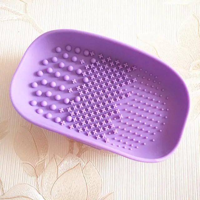 Alt view image 6 of 7 - Oval Soap Holder Shape Silicone Foundation Cleaning Tools Makeup Brush Cleaner Mat Beauty Makeup Tools