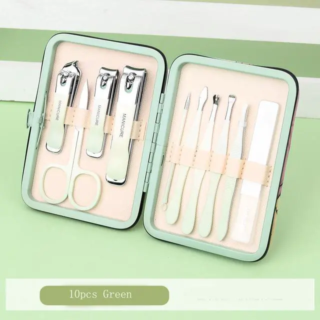 Main image of Reliable Stainless Steel 10pcs Nail Manicure Feet Pedicure Set with Cute Panda Pattern PU Case Nail Buffer File Shiner Cuticle Grooming Beauty Nail Hand Feet Care Tool