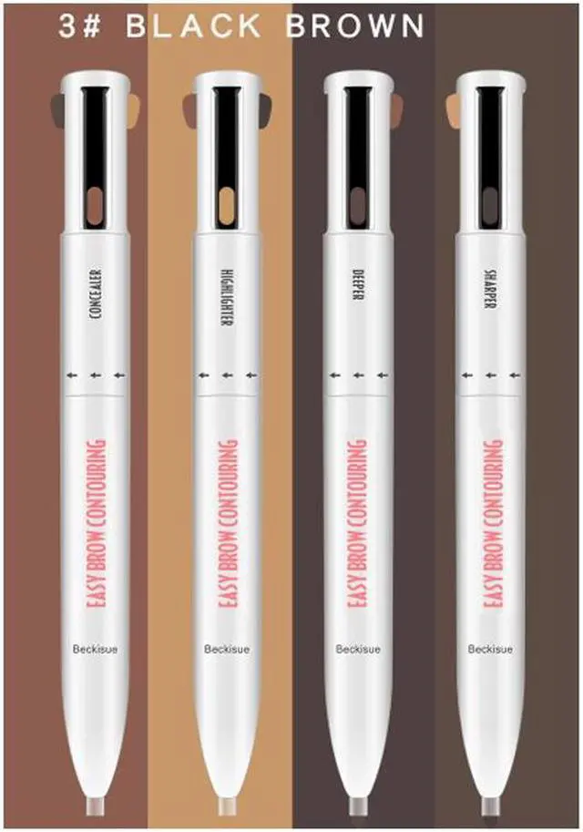 Alt view image 2 of 7 - Long-lasting Waterproof 4 in 1 Rotating Easy Brow Contouring Liquid Eyebrow Pen Beauty Eye Makeup 2# Medium