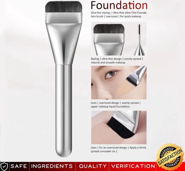 Main image of Silver Flat Head Magic Traceless Foundation Brush for Beginners Beauty Makeup Tool