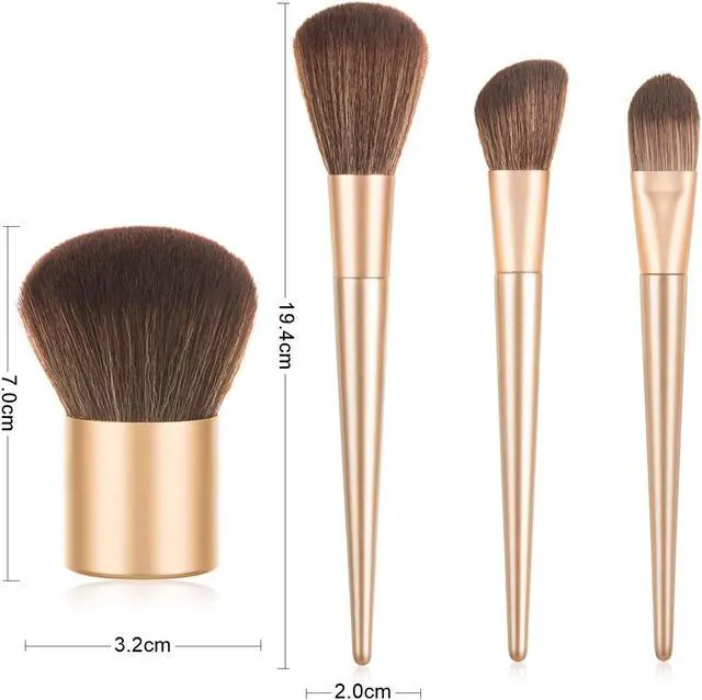 Alt view image 6 of 7 - Unique 4Pcs Champagne Gold Makeup Brush Set Powder Blush Foundation Kabuki Makeup Brush Set Beauty Cosmetic Tools