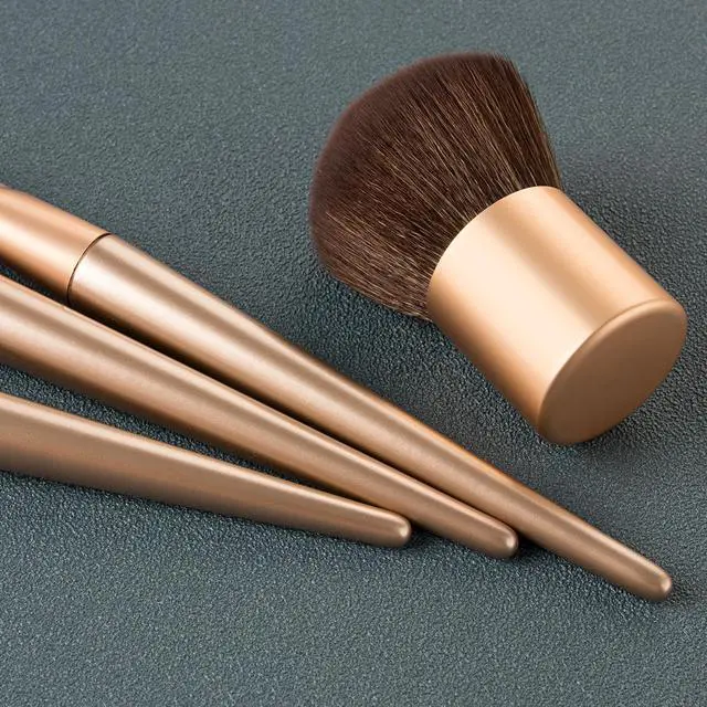 Alt view image 4 of 7 - Unique 4Pcs Champagne Gold Makeup Brush Set Powder Blush Foundation Kabuki Makeup Brush Set Beauty Cosmetic Tools