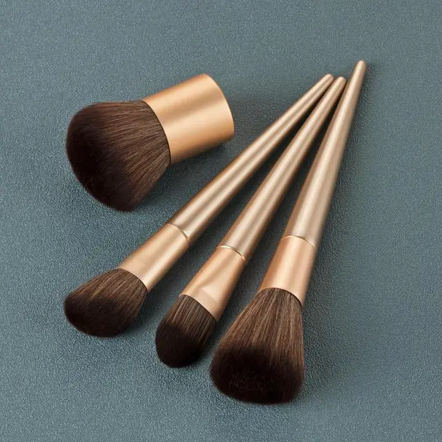 Alt view image 5 of 7 - Unique 4Pcs Champagne Gold Makeup Brush Set Powder Blush Foundation Kabuki Makeup Brush Set Beauty Cosmetic Tools