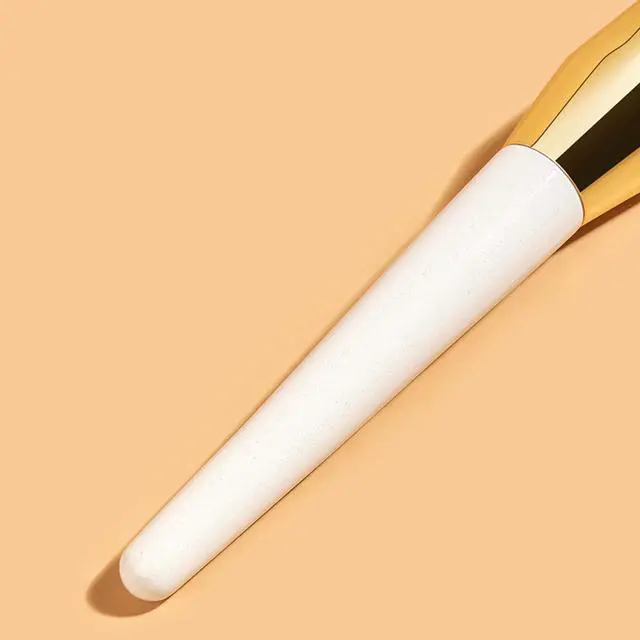 Alt view image 4 of 5 - Single Professional Triangle Head hair Foundation Brush White Wood handle Foundation Cosmetic Brush Beauty Tool