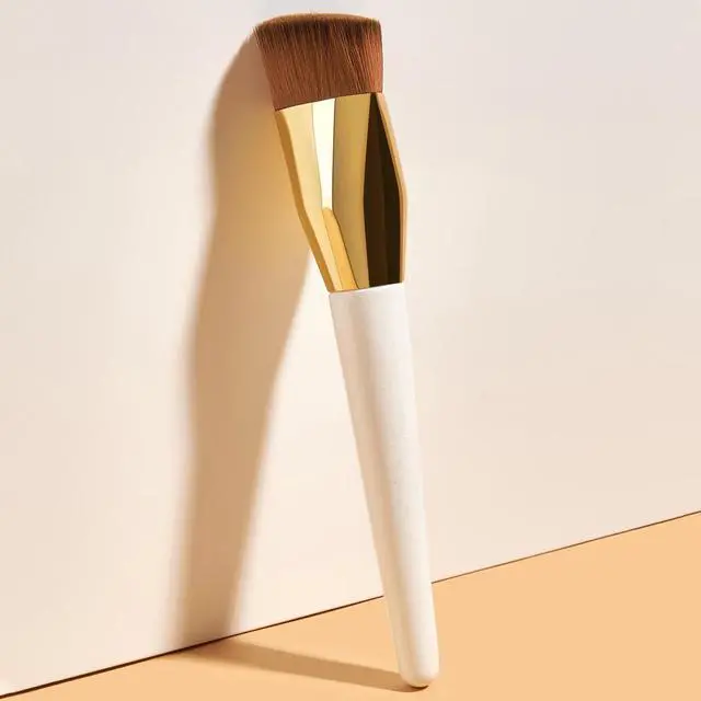Main image of Single Professional Triangle Head hair Foundation Brush White Wood handle Foundation Cosmetic Brush Beauty Tool