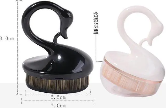 Alt view image 6 of 7 - Single Swan Shaped Portable Traceless Foundation Makeup Brush with PVC Box Beauty Makeup Tool