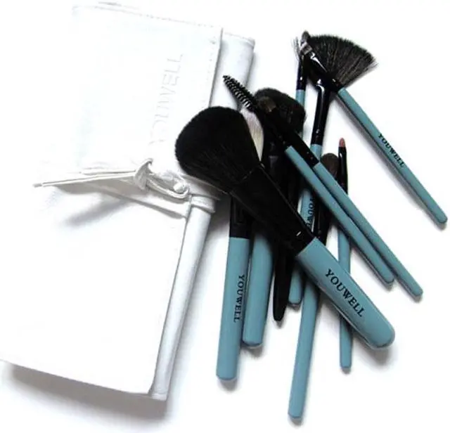 Alt view image 6 of 7 - Reliable Quality Professional 10pcs Makeup Brush Set with Button PU Bag Beauty Makeup Tools Green