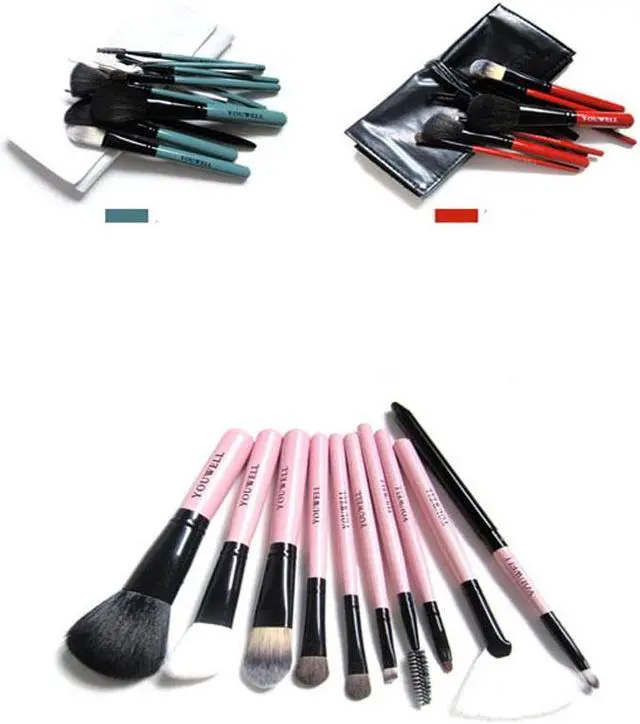 Alt view image 7 of 7 - Reliable Quality Professional 10pcs Makeup Brush Set with Button PU Bag Beauty Makeup Tools Green