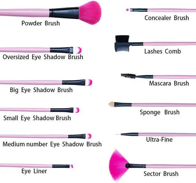 Alt view image 5 of 7 - Natural Goat Hair Black 12pcs Makeup Brush with PU Bag Beauty Makeup Tool Set