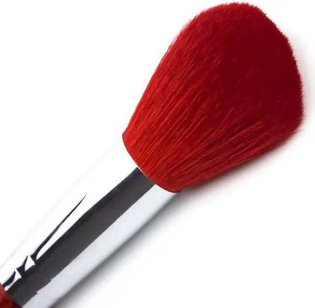 Alt view image 4 of 7 - Single Red Natural Goat Hair Red Handle Professional Powder Blender Blush Makeup Brush Beauty Makeup Tools