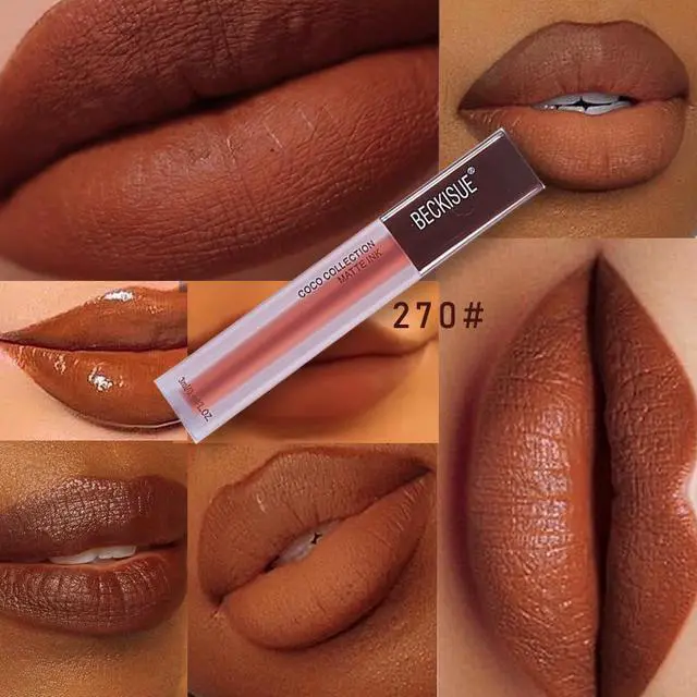 Alt view image 6 of 7 - Coffee Matte Velvet Dark Nude 5pcs Lip Gloss Combo Set Beauty Lip Cosmetics