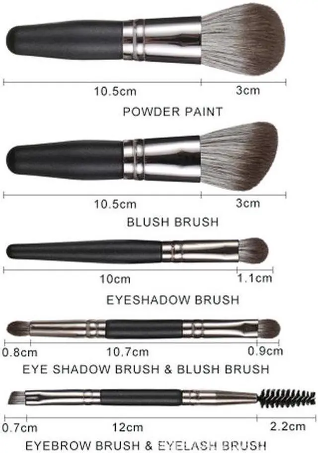 Alt view image 5 of 7 - Professional Short Handle Portable 5pcs Mini Travel Makeup Brush Set with Bag Beauty Makeup Tools