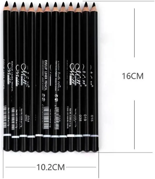 Alt view image 7 of 7 - 12 Pcs/Set Waterproof Long Lasting Eye Shadow Lip Eyebrow Eyeliner Pencil Set Eyes Makeup Cosmetics Black