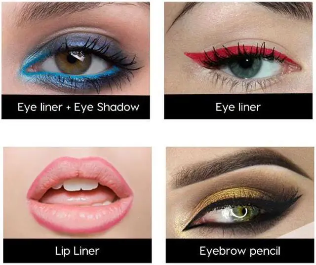 Alt view image 5 of 7 - 12 Pcs/Set Waterproof Long Lasting Eye Shadow Lip Eyebrow Eyeliner Pencil Set Eyes Makeup Cosmetics Black