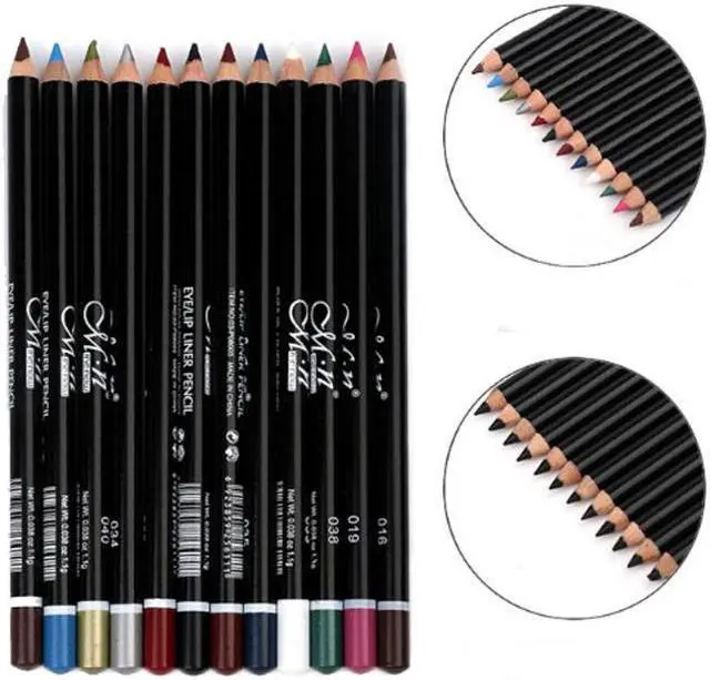 Alt view image 2 of 7 - 12 Pcs/Set Waterproof Long Lasting Eye Shadow Lip Eyebrow Eyeliner Pencil Set Eyes Makeup Cosmetics Black