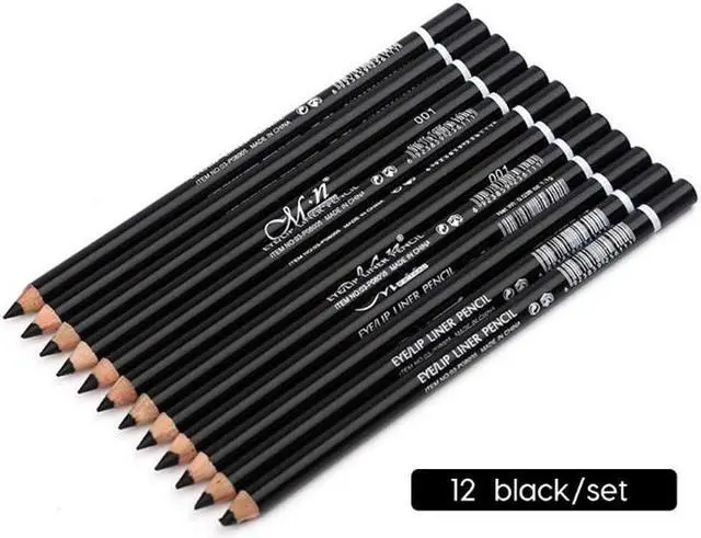 Main image of 12 Pcs/Set Waterproof Long Lasting Eye Shadow Lip Eyebrow Eyeliner Pencil Set Eyes Makeup Cosmetics Black