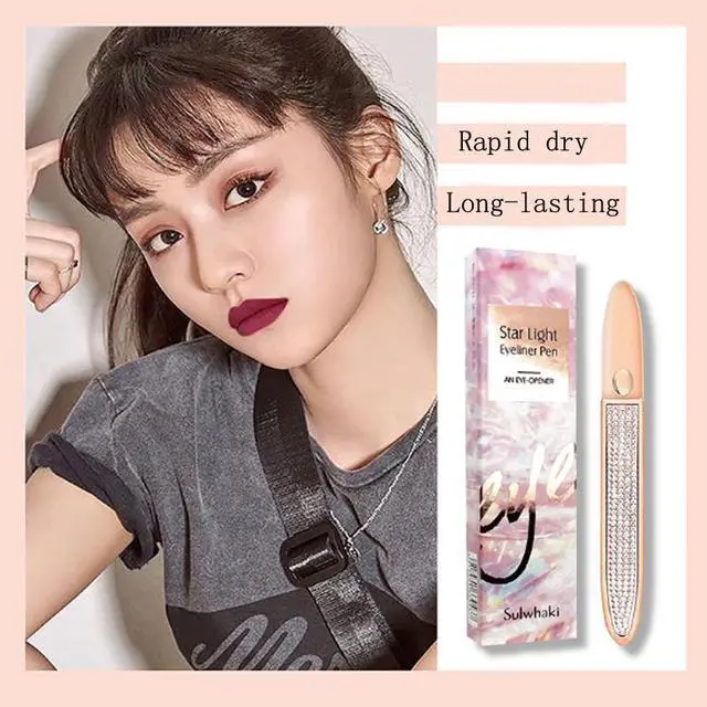 Alt view image 4 of 7 - Portable Waterproof Long Lasting Star Light Rhinestone Liquid Eyeliner Pen for Beginners Beauty Eye Makeup
