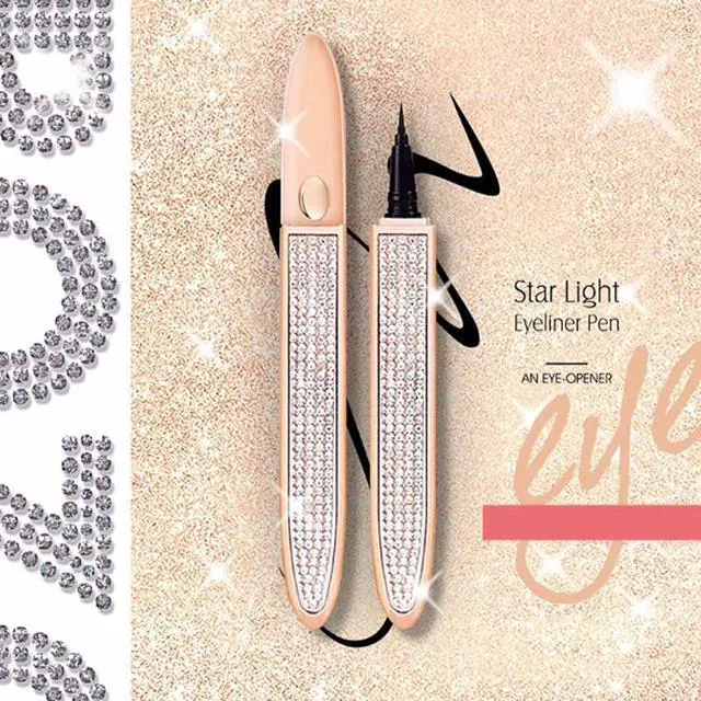 Alt view image 6 of 7 - Portable Waterproof Long Lasting Star Light Rhinestone Liquid Eyeliner Pen for Beginners Beauty Eye Makeup