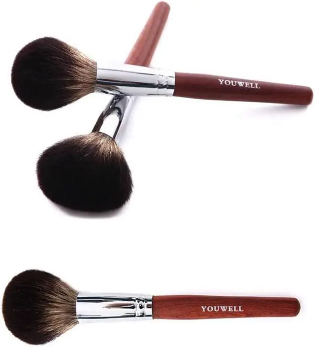 Alt view image 5 of 7 - Mahogany Handle Raccoon Hair Professional Single Natural Multifunctional Blush Blender Powder Makeup Brush Beauty Makeup Tool