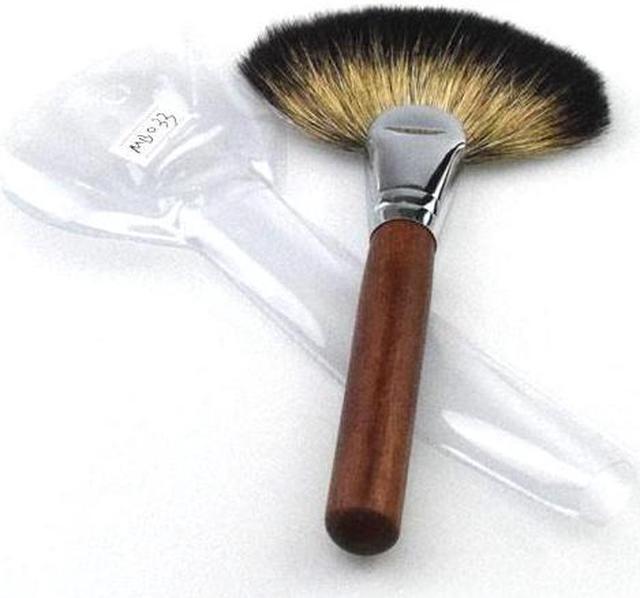 Alt view image 7 of 7 - Mahogany Handle Natural Raccoon Hair Professional Single Big Size Sector Loose Powder Fan Makeup Brush Beauty Makeup Tool