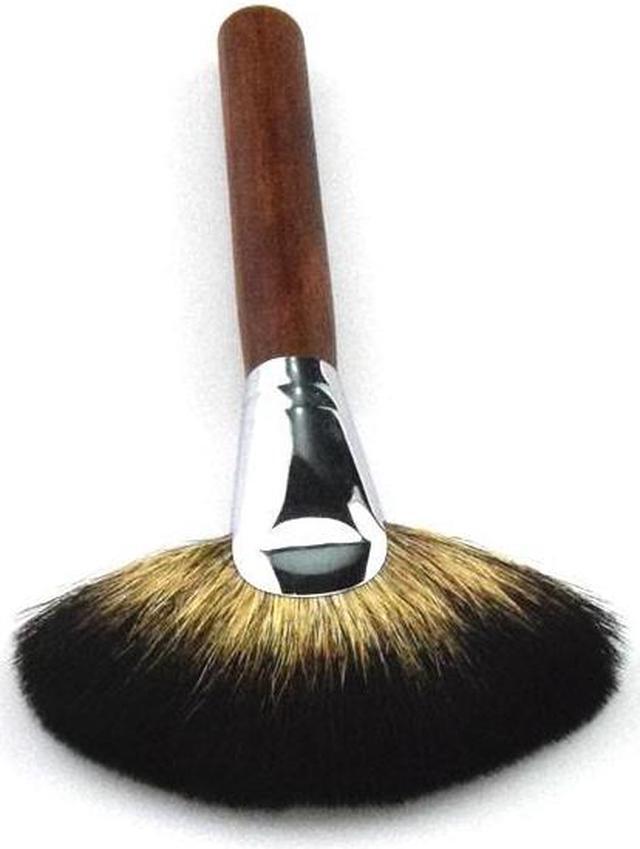 Alt view image 5 of 7 - Mahogany Handle Natural Raccoon Hair Professional Single Big Size Sector Loose Powder Fan Makeup Brush Beauty Makeup Tool