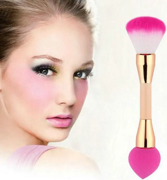 Alt view image 2 of 7 - Double Sided Makeup Brush Non Latex Puff BB Cream Loose Powder Brush Bamboo Handle Beauty Makeup Tools