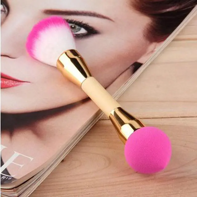 Alt view image 5 of 7 - Double Sided Makeup Brush Non Latex Puff BB Cream Loose Powder Brush Bamboo Handle Beauty Makeup Tools