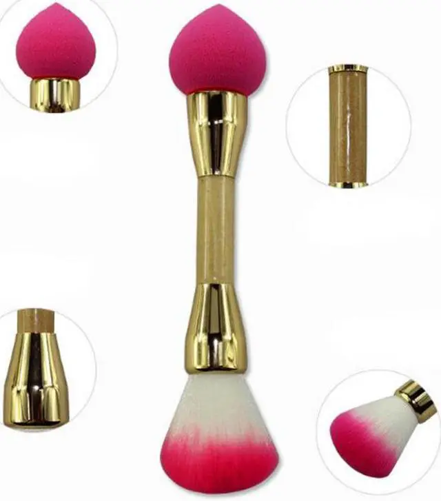 Main image of Double Sided Makeup Brush Non Latex Puff BB Cream Loose Powder Brush Bamboo Handle Beauty Makeup Tools