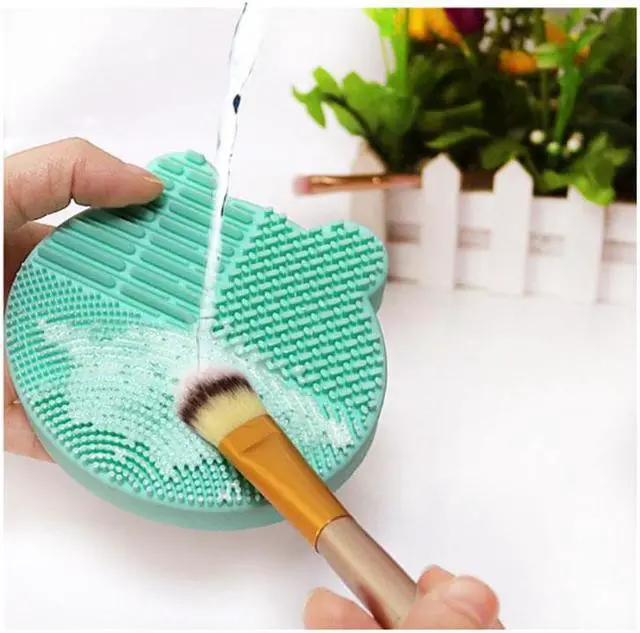 Alt view image 2 of 7 - Cute Bear Shape Silicone Washing Makeup Brush Cleaner and Holder Stand Tool Beauty Cosmetic Tool Purple