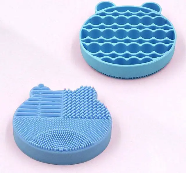 Main image of Cute Bear Shape Silicone Washing Makeup Brush Cleaner and Holder Stand Tool Beauty Cosmetic Tool Blue
