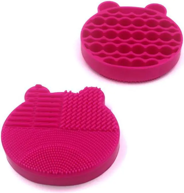 Main image of Cute Bear Shape Silicone Washing Makeup Brush Cleaner and Holder Stand Tool Beauty Cosmetic Tool red
