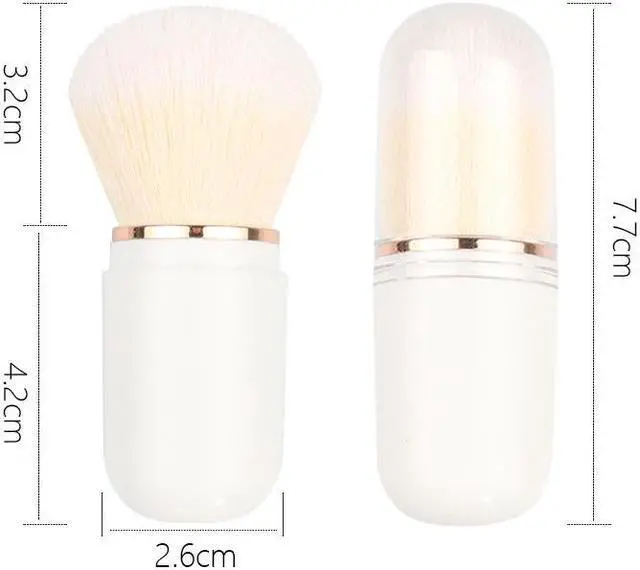 Alt view image 6 of 6 - Portable Capsule shape Mini Scalable Blush Brush with Plastic Cover Beauty Makeup Tool White
