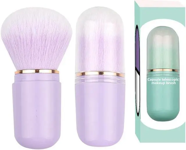 Main image of Portable Capsule shape Mini Scalable Blush Brush with Plastic Cover Beauty Makeup Tool