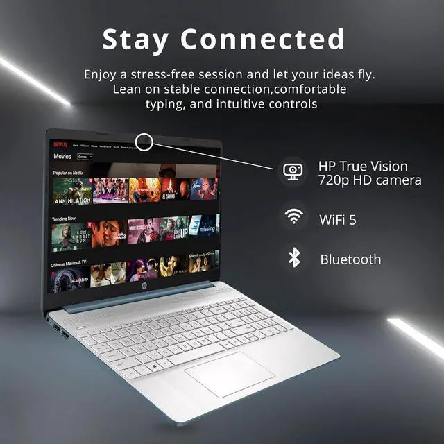 Alt view image 4 of 7 - HP 15.6" HD Student Laptop, Intel Pentium Silver N5030, 16GB RAM, 256GB PCIe SSD, Intel UHD Graphics, HD Webcam, Numpad, Wi-Fi 5, Bluetooth, Windows 11, Blue, 32GB Hotface USB Card