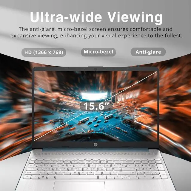 Alt view image 3 of 7 - HP 15.6" HD Student Laptop, Intel Pentium Silver N5030, 16GB RAM, 256GB PCIe SSD, Intel UHD Graphics, HD Webcam, Numpad, Wi-Fi 5, Bluetooth, Windows 11, Blue, 32GB Hotface USB Card