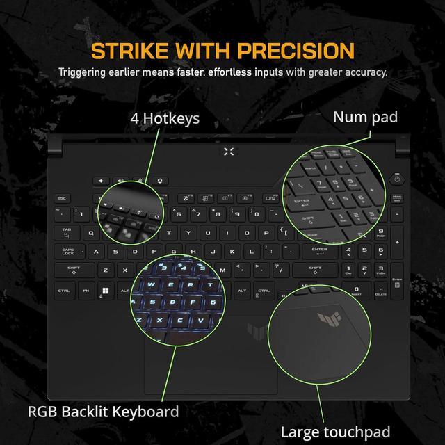 Alt view image 4 of 6 - ASUS TUF A16 16'' FHD 165Hz Gaming Laptop, AMD Ryzen 7-7735HS, Radeon RX7600S V8G Graphics, 16GB DDR5 RAM, 512GB PCIe SSD, RGB Backlit Keyboard, Wi-Fi 6, HD Camera, Black, Win 11 Pro, 32GB USB Card