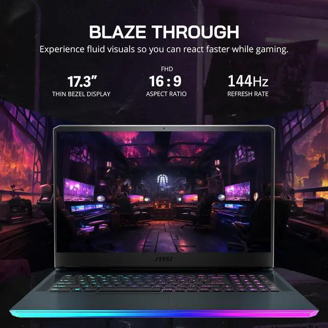 Alt view image 4 of 7 - MSI GE76 Raider 17.3" FHD 144Hz Gaming Laptop, Intel Core i7-12700H, 16GB DDR5, 1TB SSD, GeForce RTX 3060, RGB KB, Wi-Fi 6, Bluetooth, Win 11 Pro, Grey, 128GB Hotface Extension Set