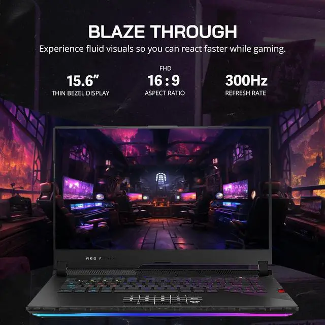 Alt view image 3 of 7 - Asus ROG Strix Scar 15 Gaming Laptop, 15.6" 300Hz IPS-Type FHD Display, AMD Ryzen 9 5900HX, 32GB RAM, 1TB PCIe SSD, Backlit Keyboard, GeForce RTX 3080, WiFi 6, Win 11, Gray, 32GB USB Card