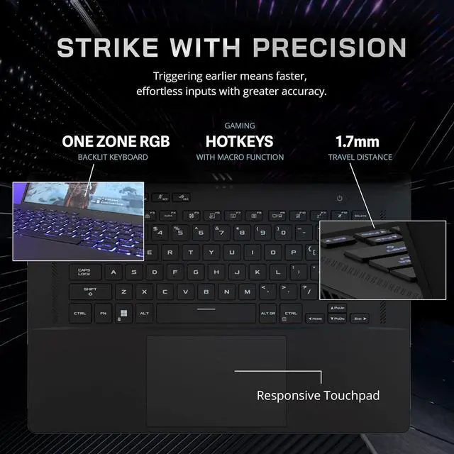 Alt view image 5 of 7 - ASUS ROG Zephyrus Gaming Laptop, 16" FHD+ 165Hz Display, Intel Core i7-12700H, 16GB DDR5 RAM, 1TB PCIe SSD, RGB Backlit Keyboard, NVIDIA GeForce RTX 3060, Win 11 Pro, WiFi 6, Black, 32GB USB Card