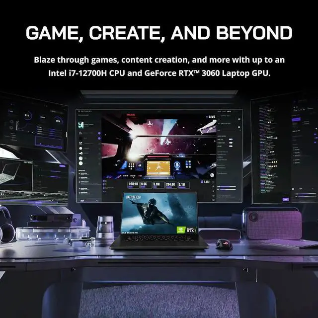 Alt view image 6 of 7 - ASUS ROG Zephyrus Gaming Laptop, 16" FHD+ 165Hz Display, Intel Core i7-12700H, 16GB DDR5 RAM, 1TB PCIe SSD, RGB Backlit Keyboard, NVIDIA GeForce RTX 3060, Win 11 Pro, WiFi 6, Black, 32GB USB Card