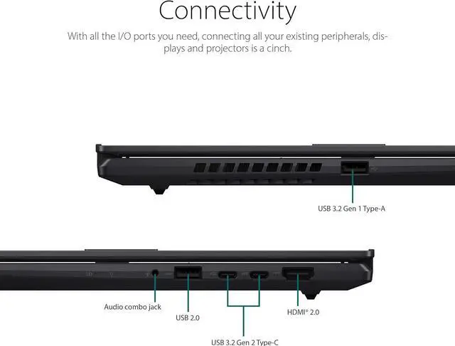 Alt view image 7 of 7 - ASUS VivoBook S 15 Slim Laptop, 15.6" FHD Display, AMD Ryzen 5 5600H Processor, AMD Radeon Graphics, 8GB RAM, 512GB SSD, Windows 11 Home, Indie Black, S3502QA-DS51
