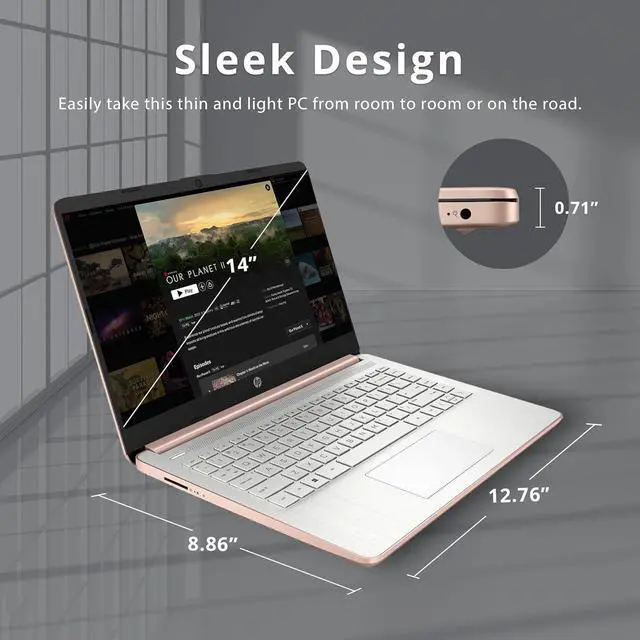 Alt view image 6 of 7 - HP Stream 14" HD BrightView Laptop, Intel Celeron N4120, 4GB RAM, 64GB Storage, Intel UHD Graphics, 720p Webcam, 1 Year Office 365, Gold, Win 11 S, 32GB Hotface USB Card