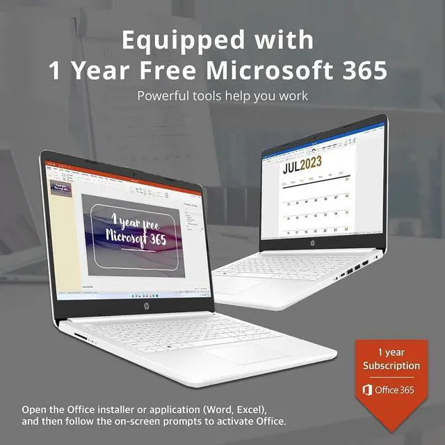 Alt view image 3 of 7 - HP Stream 14" HD BrightView Laptop, Intel Celeron N4020 Processor, 4GB RAM, 64GB Storage, Intel HD Graphics, 720p Webcam, 1 Year Office 365, White, Win 11 S, 32GB Hotface USB Card