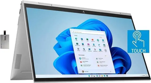 Main image of HP 2022 Envy X360 2-in-1 15.6" FHD Touchscreen Laptop, Intel Core i7-1165G7, 16GB RAM, 512GB PCIe SSD, Backlit Keyboard, Iris Xe Graphics, B&O Audio, Windows11, Silver, 32GB Hotface USB Card