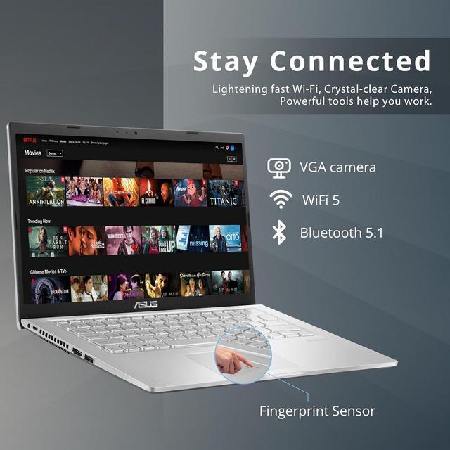 Alt view image 3 of 7 - ASUS Vivobook 14" HD Student Laptop, Intel Core i3-1115G4, 16GB RAM, 512GB PCIe SSD, Intel UHD Graphics, Webcam, WiFi 5, Bluetooth, Silver, Win 11, 32GB Hotface USB Card