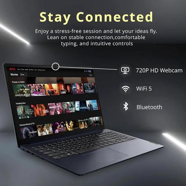 Alt view image 5 of 7 - Lenovo IdeaPad 15.6" FHD Laptop, Intel Pentium Silver N6000 Processor, 12GB RAM, 512GB PCIe SSD, 720P HD Webcam, Dolby Audio, 1 Year Office, Win 11, Blue, 32GB Hotface USB Card
