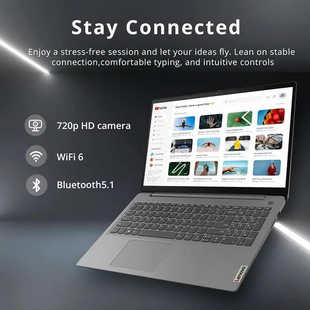 Alt view image 4 of 7 - Lenovo Ideapad 3i 15.6" FHD Touch Laptop, Intel Core i3-1115G4, 16GB RAM, 1TB PCIe SSD, Intel UHD Graphics, Numeric Keypad, 720P HD Camera, WiFi 6, Windows 11 Home, Grey, 32GB Hotface USB Card